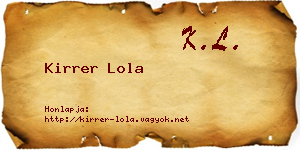 Kirrer Lola névjegykártya